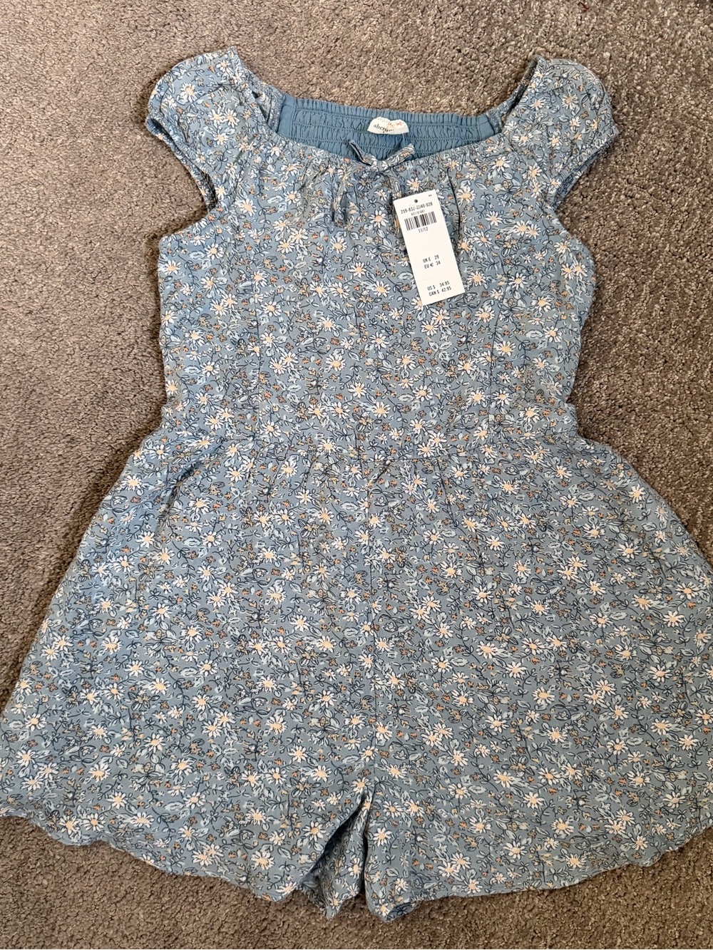 abercrombie kids Blue Floral Romper with Daisy Print
